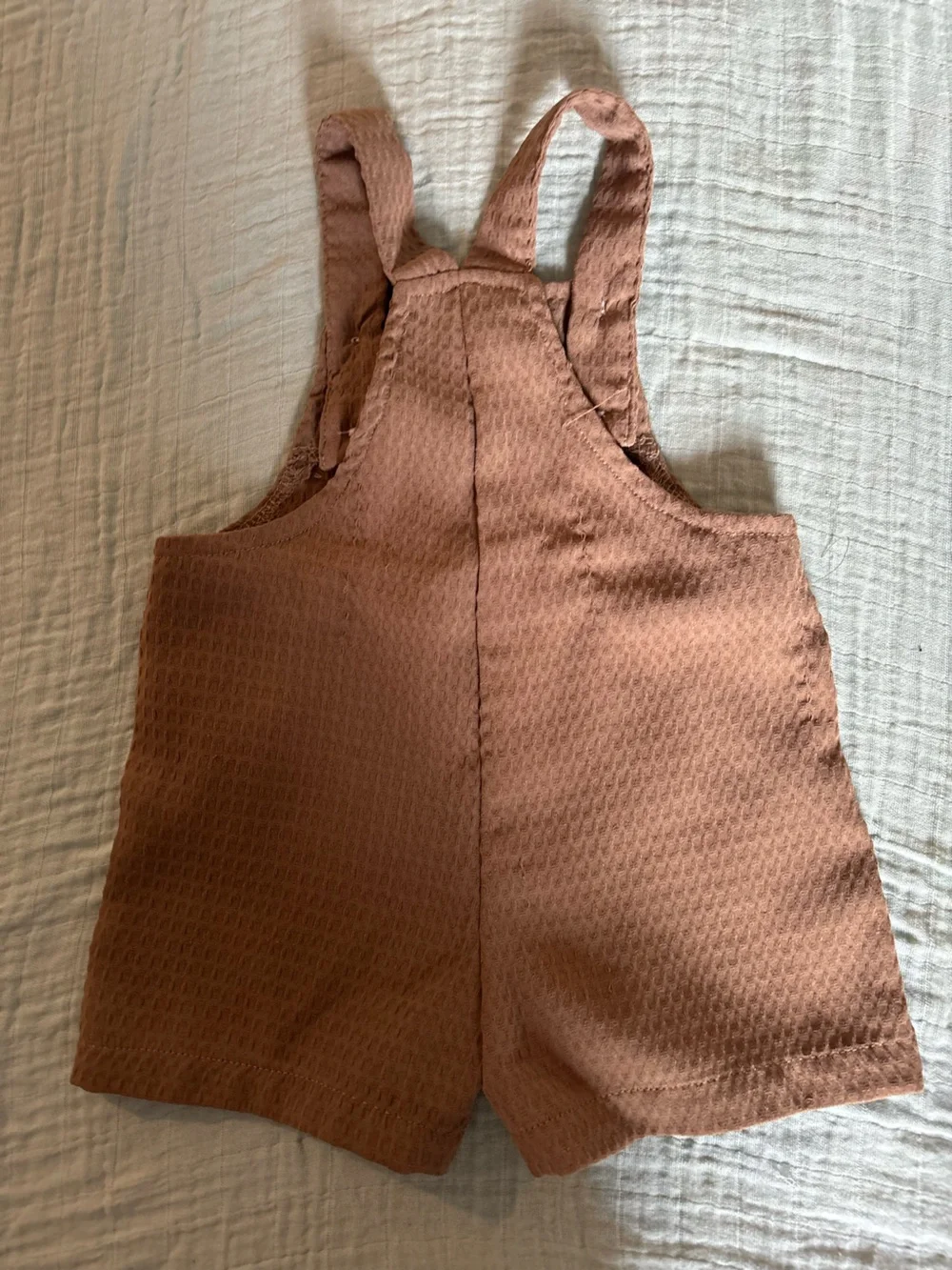 SHEIN Rust Brown Baby Overall Dress with Button Straps